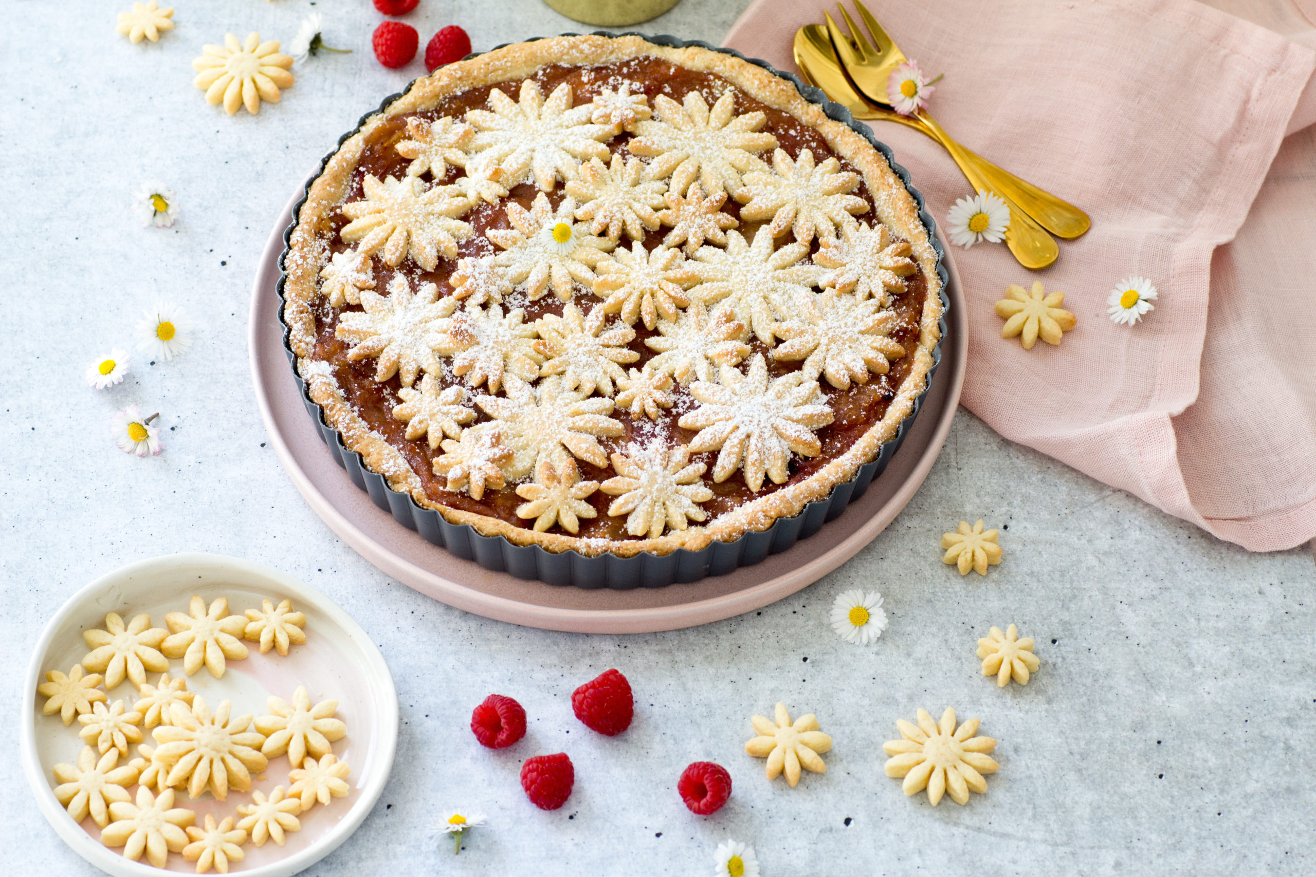 Backen im Frühling - Rhabarber Himbeer Tarte • House No 37
