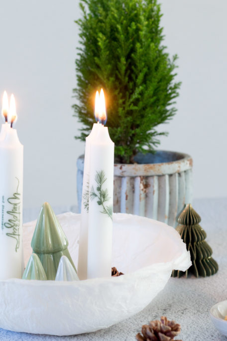 Adventskranz DIY Kerzenschale aus Pappmaché